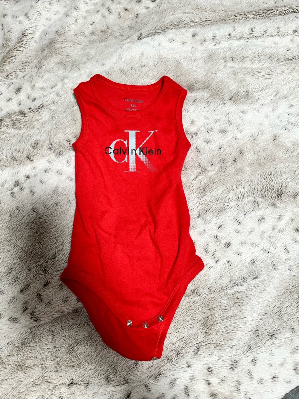 Calvin Klein Bright Red Sleeveless Infant One-Piece Bodysuit